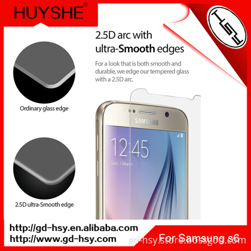 HUYSHE 9h Hardness 2.5d Curved Anti-shock Anti Impact Tempered Glass Screen Protector For samsung galaxy s6